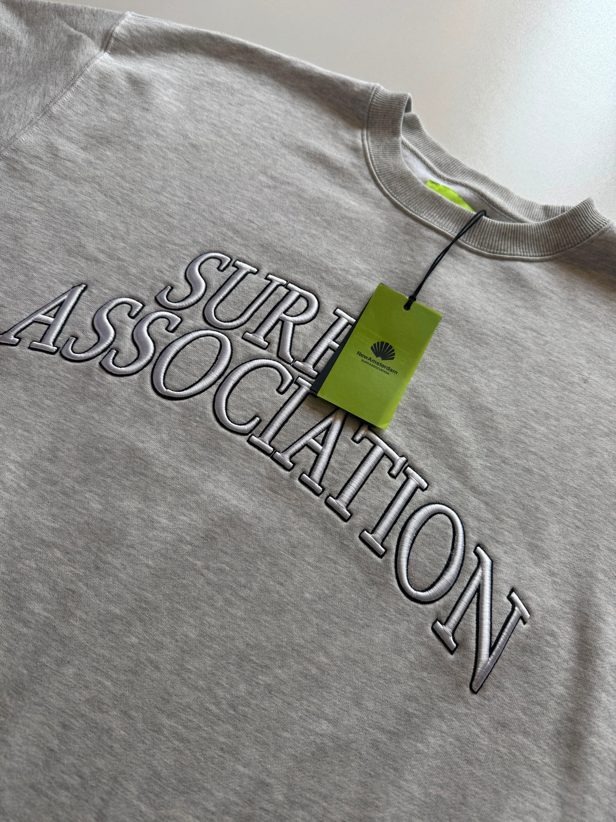 New Amsterdam Surf Association  Varsity Crewneck – Grey Marl