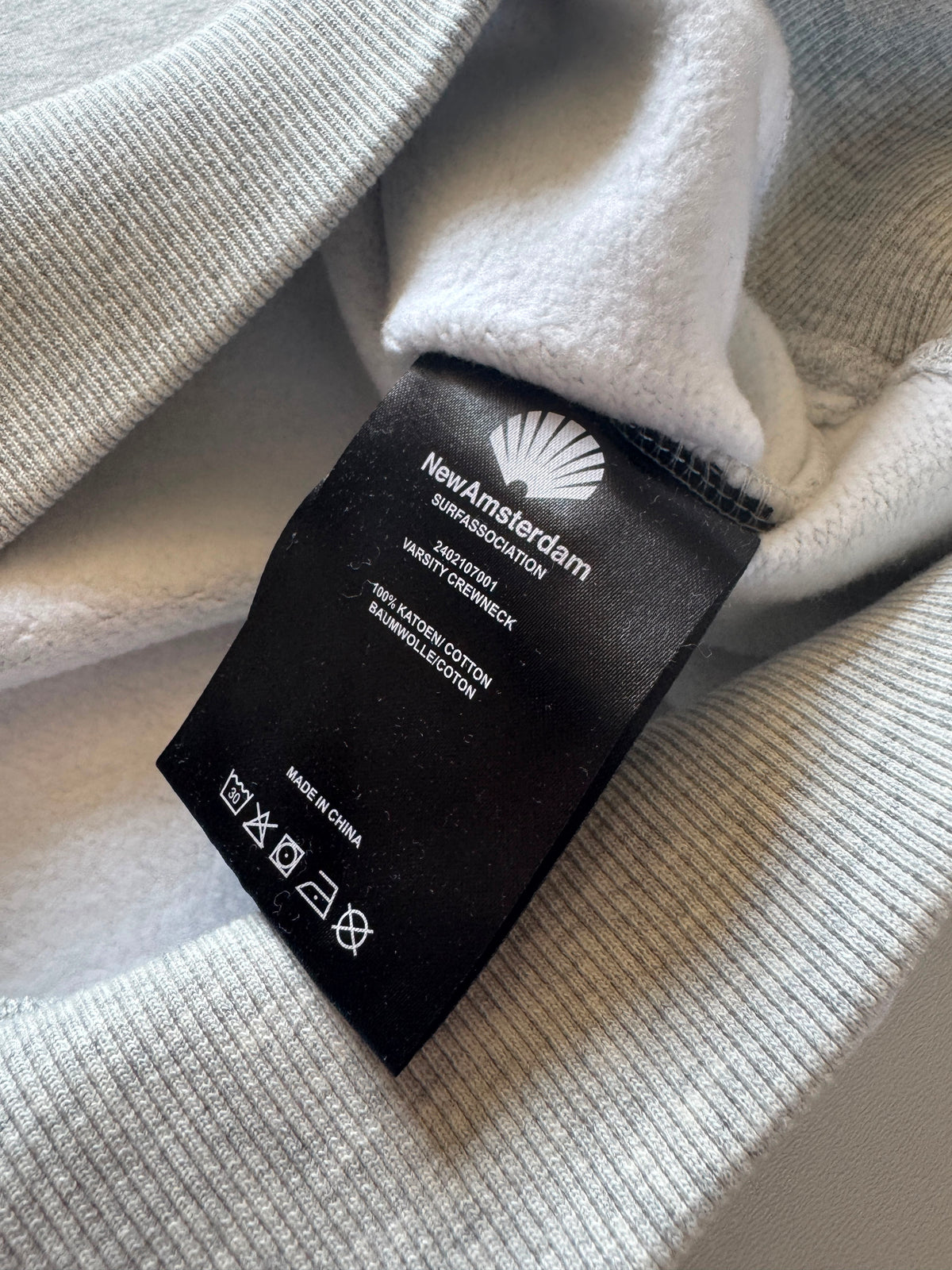 New Amsterdam Surf Association  Varsity Crewneck – Grey Marl