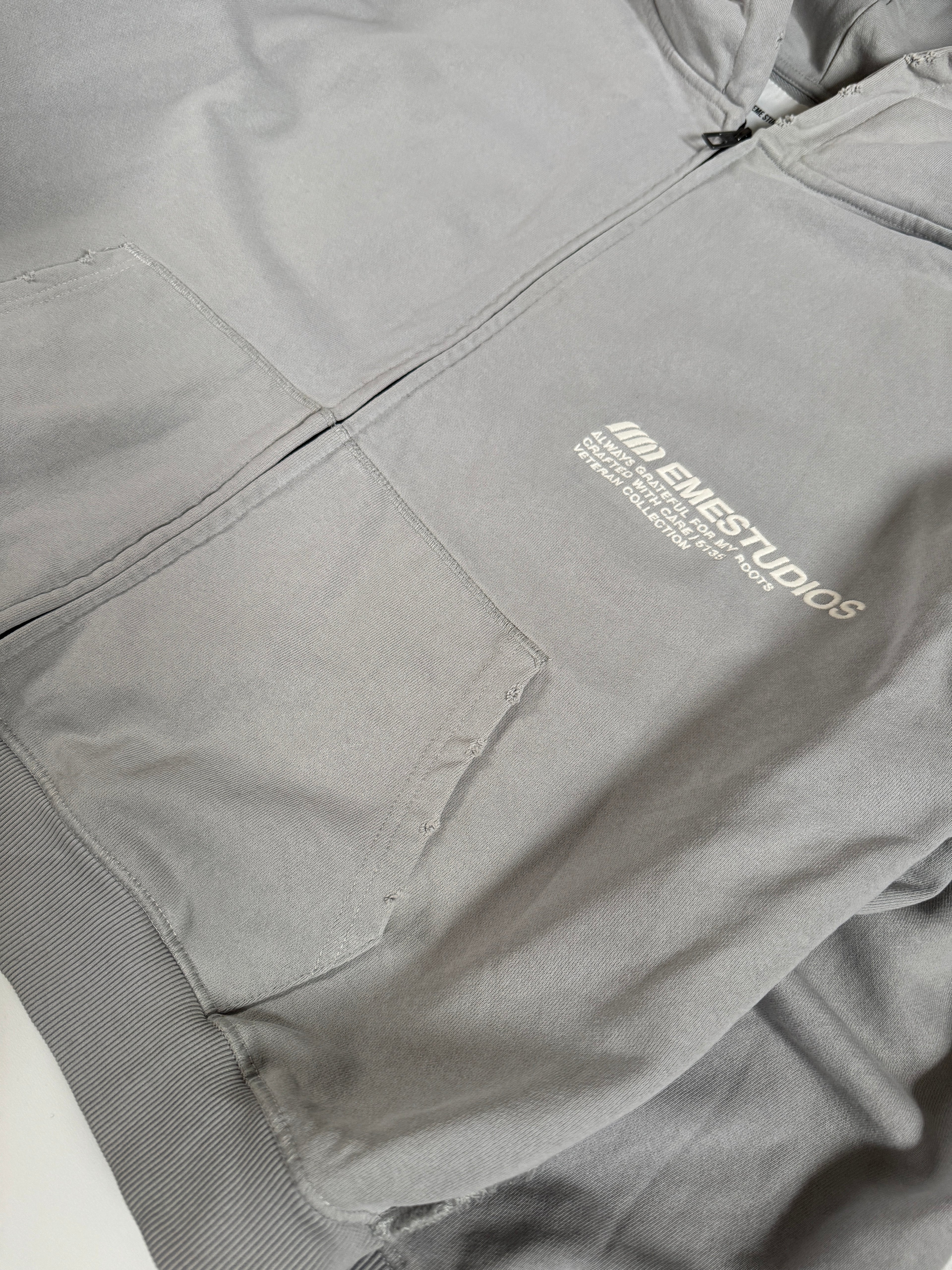 EME STUDIOS ALWAYS GRATEFUL Heather Grey Full Zip M